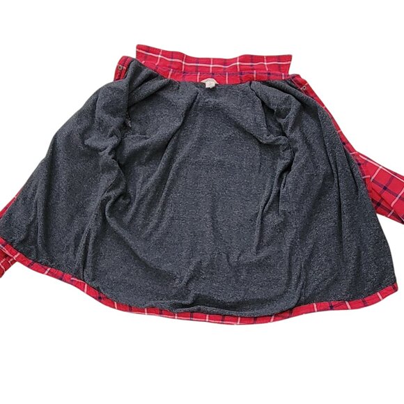 Duluth Free Swingin' Red Plaid Fleece Lined Snap Front Shirt Jacket Shacket Sz L - Picture 7 of 12
